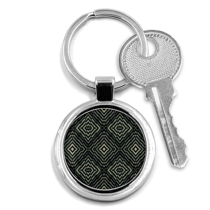 Geometric Futuristic Grunge Print Key Chain (Round)