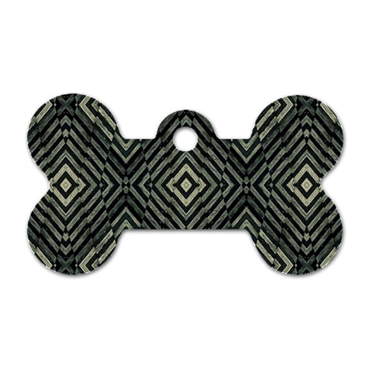 Geometric Futuristic Grunge Print Dog Tag Bone (One Sided)