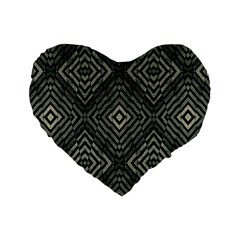 Geometric Futuristic Grunge Print 16  Premium Flano Heart Shape Cushion 