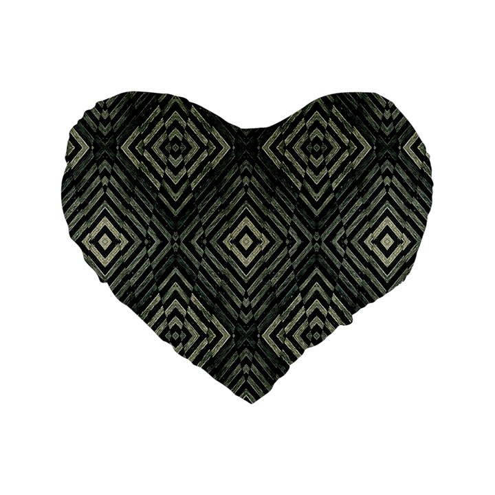 Geometric Futuristic Grunge Print 16  Premium Flano Heart Shape Cushion 