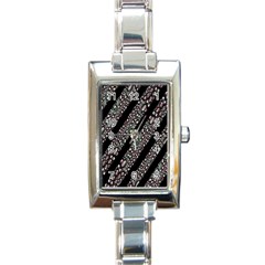 Organic Texture Stripe Pattern Rectangular Italian Charm Watch by dflcprints