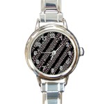 Organic Texture Stripe Pattern Round Italian Charm Watch Front