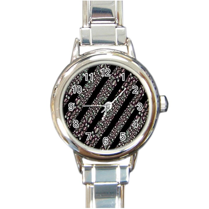 Organic Texture Stripe Pattern Round Italian Charm Watch