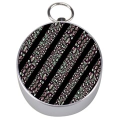 Organic Texture Stripe Pattern Silver Compass