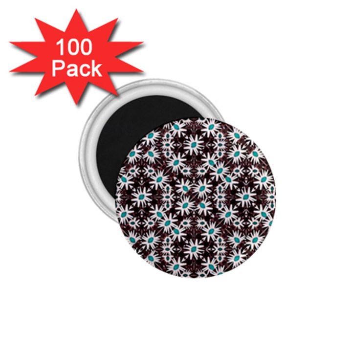 Modern Floral Geometric Pattern 1.75  Button Magnet (100 pack)