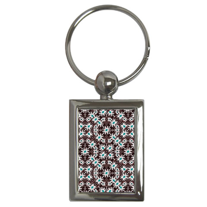 Modern Floral Geometric Pattern Key Chain (Rectangle)