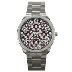 Modern Floral Geometric Pattern Sport Metal Watch