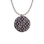 Modern Floral Geometric Pattern Button Necklace Front