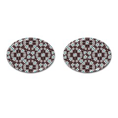 Modern Floral Geometric Pattern Cufflinks (Oval)