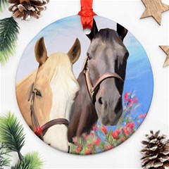 Miwok Horses Round Ornament by JulianneOsoske