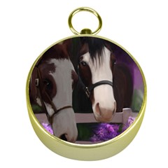 Two Horses Gold Compass