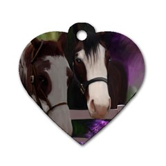 Two Horses Dog Tag Heart (one Sided)  by JulianneOsoske