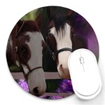 Two Horses 8  Mouse Pad (Round) Front