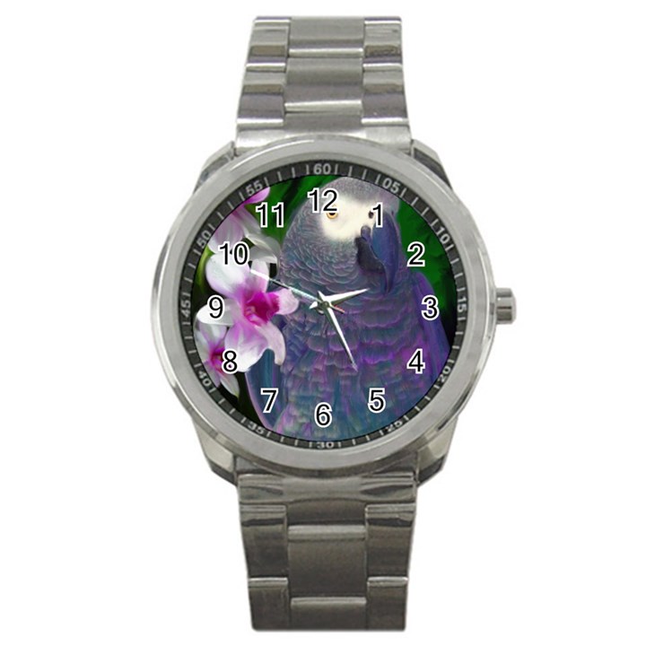 African Grey Parrot Sport Metal Watch