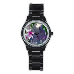 African Grey Parrot Sport Metal Watch (black)