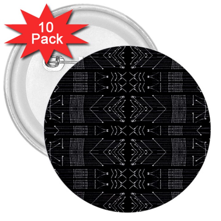 Black and White Tribal  3  Button (10 pack)