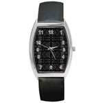 Black and White Tribal  Tonneau Leather Watch Front