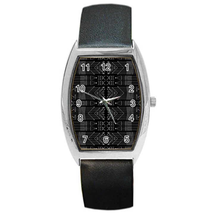 Black and White Tribal  Tonneau Leather Watch