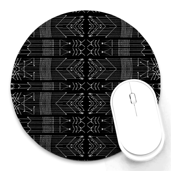 Black and White Tribal  8  Mouse Pad (Round)