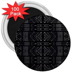 Black And White Tribal  3  Button Magnet (100 Pack)