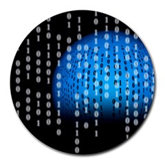 Binary Rain 8  Mouse Pad (round)