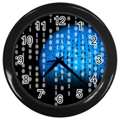 Binary Rain Wall Clock (black)