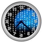 Binary Rain Wall Clock (Silver) Front