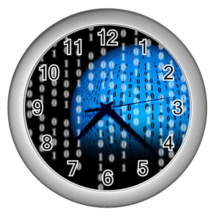 Binary Rain Wall Clock (Silver)