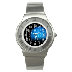 Binary Rain Stainless Steel Watch (slim) by StuffOrSomething