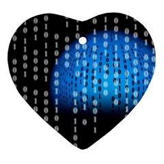 Binary Rain Heart Ornament (two Sides) by StuffOrSomething