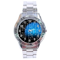 Binary Rain Stainless Steel Watch by StuffOrSomething