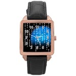 Binary Rain Rose Gold Leather Watch  Front