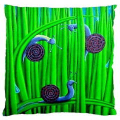 Three Sliding Snails Large Flano Cushion Case (two Sides) by retz