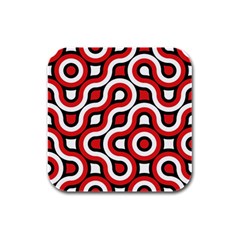 Waves And Circles Rubber Square Coaster (4 Pack)