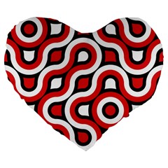 Waves And Circles Large 19  Premium Heart Shape Cushion