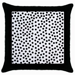 Black Polka Dots Black Throw Pillow Case