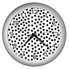 Black Polka Dots Wall Clock (silver) by Justbyjuliestore