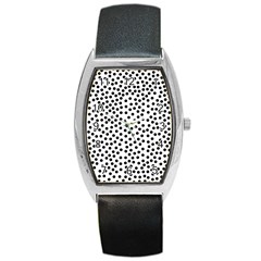 Black Polka Dots Tonneau Leather Watch