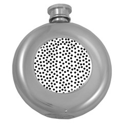 Black Polka Dots Hip Flask (round)