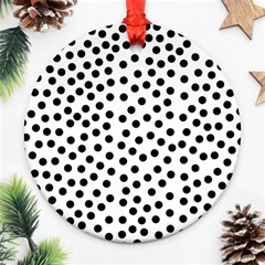 Black Polka Dots Round Ornament (two Sides) by Justbyjuliestore