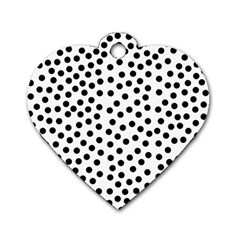 Black Polka Dots Dog Tag Heart (one Sided)  by Justbyjuliestore