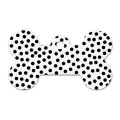 Black Polka Dots Dog Tag Bone (one Sided)