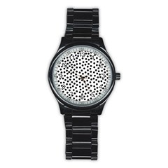 Black Polka Dots Sport Metal Watch (black)