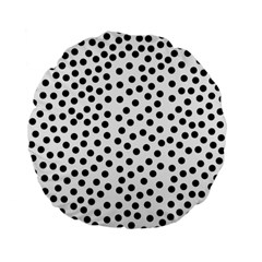 Black Polka Dots Standard 15  Premium Flano Round Cushion 