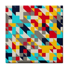 Colorful Shapes Tile Coaster by LalyLauraFLM