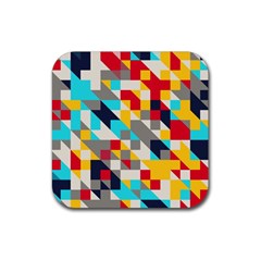 Colorful Shapes Rubber Coaster (square)