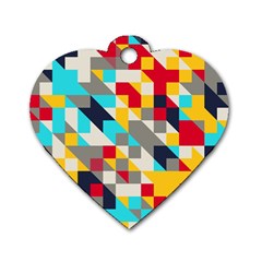 Colorful Shapes Dog Tag Heart (two Sides)