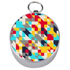 Colorful Shapes Silver Compass