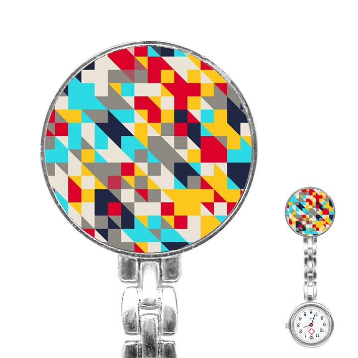 Colorful shapes Stainless Steel Nurses Watch