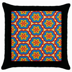 Floral Pattern Throw Pillow Case (black) by LalyLauraFLM